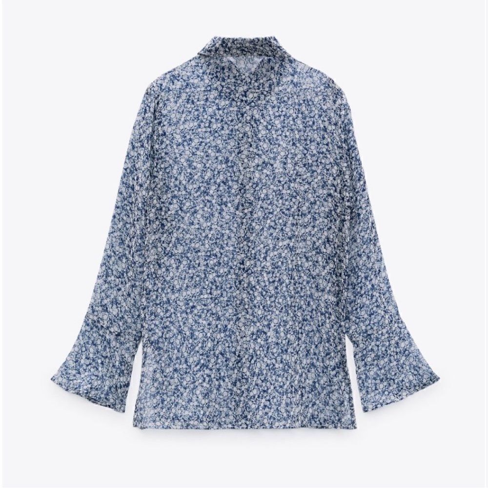 ZARA FLORAL PRINT BLOUSE - Picture 8 of 8
